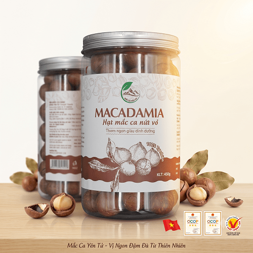Hạt mắc ca nứt vỏ - Lon 450g